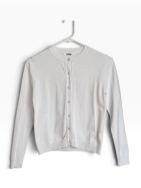 Lilou White Button Down Knit Cardigan Girls Size 14 Long Sleeve Lightweight